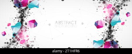 Template for science and technology presentation with connecting dots and lines.  Plexus style background. Stock Vector