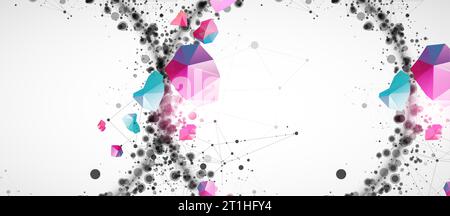 Template for science and technology presentation with connecting dots and lines.  Plexus style background. Stock Vector