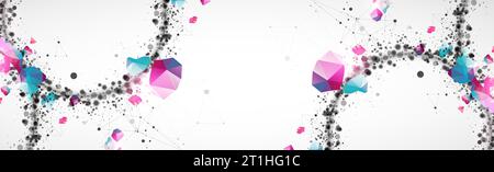 Template for science and technology presentation with connecting dots and lines.  Plexus style background. Stock Vector