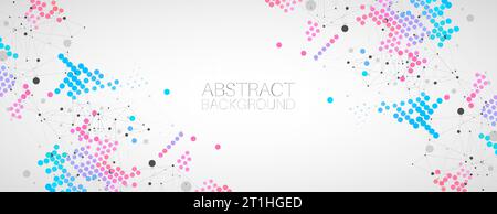 Modern geometrical circle abstract background. Dotted texture template. Geometric pattern in halftone style with plexus effect. Stock Vector