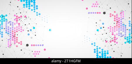 Modern geometrical circle abstract background. Dotted texture template. Geometric pattern in halftone style with plexus effect. Stock Vector
