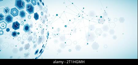 Abstract sphere background with plexus effect. 3D surface. Stock Vector