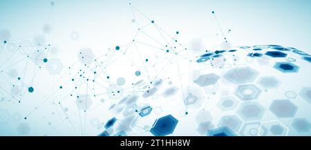 Abstract sphere background with plexus effect. 3D surface. Stock Vector