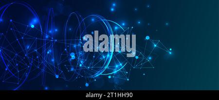Abstract swirling  lines with plexus effect. Futuristic geometric composition. Background for design works. Stock Vector
