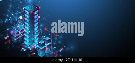 Isometric big data concept, database. Abstract technology background. Vector illustration Stock Vector