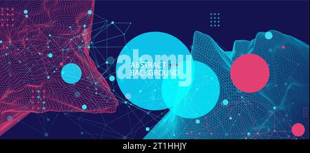 Template for science and technology presentation. Plexus style background. Stock Vector