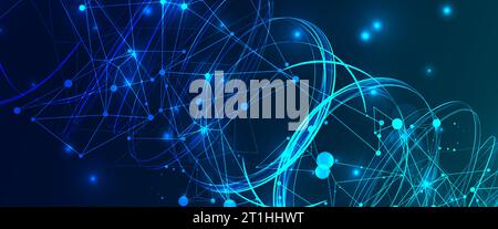 Abstract swirling  lines with plexus effect. Futuristic geometric composition. Background for design works. Stock Vector