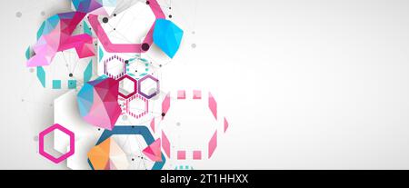 Hexagonal geometric array. Abstract background. Science and connection vector concept. Stock Vector