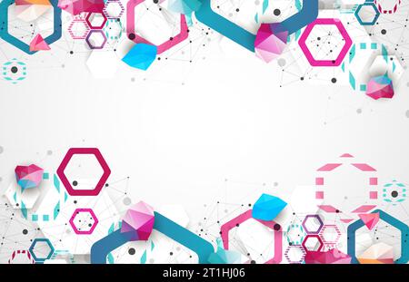 Hexagonal geometric array. Abstract background. Science and connection vector concept. Stock Vector