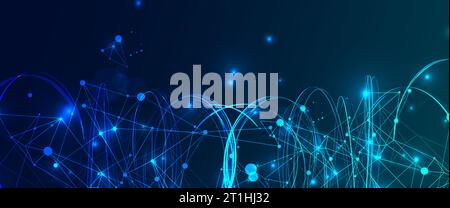 Abstract swirling  lines with plexus effect. Futuristic geometric composition. Background for design works. Stock Vector