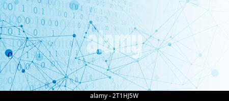 Technology background with plexus effect. Big data concept. Binary computer code.  Vector illustration. Stock Vector