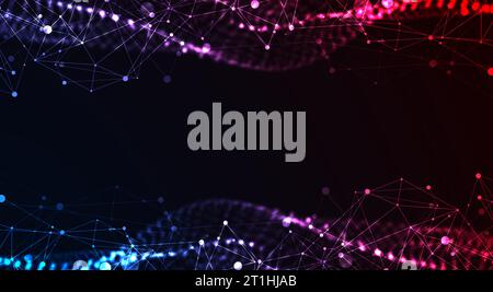 Abstract vector background. Particles dynamic flow with plexus effect. Stock Vector