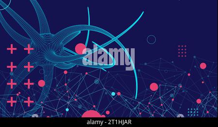Microbiology science vector. Microscopic bacteria. Bacterium microorganism, viruses and microbes background. Stock Vector