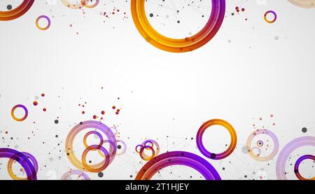 Abstract background with gradient circles. Scientific, futuristic theme with plexus effect. Stock Vector