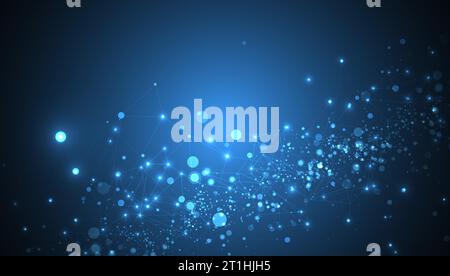 Abstract polygonal vector science background with connecting dots and lines. Stock Vector