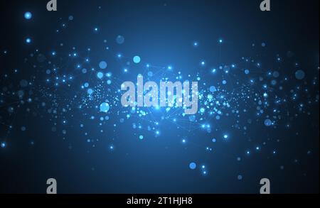 Abstract polygonal vector science background with connecting dots and lines. Stock Vector