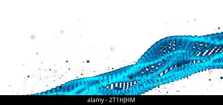 Abstract vector background. Particles dynamic flow with plexus effect. Stock Vector