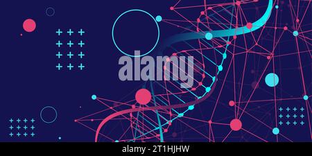 DNA abstract molecule. Medical science, genetic biotechnology, chemistry biology vector concept. Stock Vector