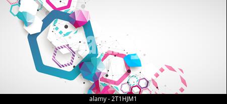 Hexagonal geometric array. Abstract background. Science and connection vector concept. Stock Vector