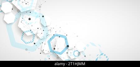 Abstract blue hexagon futuristic background for design works. Science and technology. Stock Vector