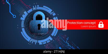 Personal data security Illustrates cyber data or information privacy idea. Color abstract  internet technology. Stock Vector