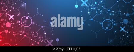 Template for science and technology presentation. Plexus style background. Stock Vector