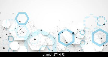 Abstract blue hexagon futuristic background for design works. Science and technology. Stock Vector
