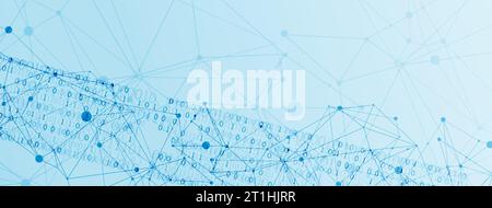 Technology background with plexus effect. Big data concept. Binary computer code.  Vector illustration. Stock Vector