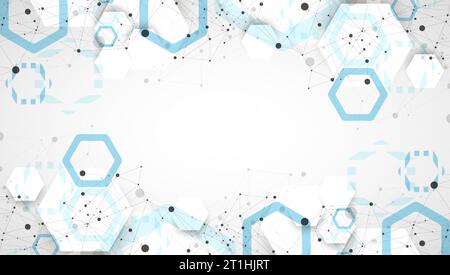 Abstract blue hexagon futuristic background for design works. Science and technology. Stock Vector