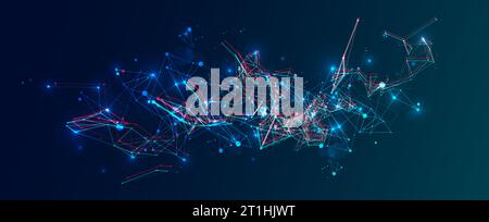 Abstract polygonal vector science background with connecting dots and lines. Stock Vector