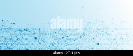 Technology background with plexus effect. Big data concept. Binary computer code.  Vector illustration. Stock Vector