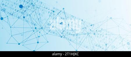 Technology background with plexus effect. Big data concept. Binary ...