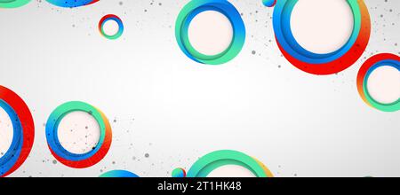 Multicolored circles arranged on a plexus abstraction for use in scientific or technical fields. Geometric abstract background with connected dots and Stock Vector