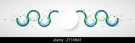 Technical background with plexus effect and wave made of techno circles. Stock Vector