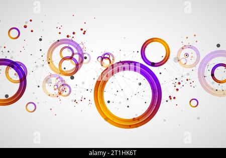 Abstract background with gradient circles. Scientific, futuristic theme with plexus effect. Stock Vector