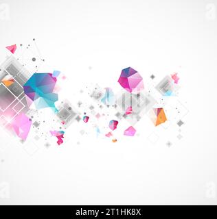 Abstract background with square pattern. Plexus effect. Stock Vector