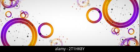 Abstract background with gradient circles. Scientific, futuristic theme with plexus effect. Stock Vector