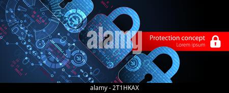 Personal data security Illustrates cyber data or information privacy idea. Color abstract  internet technology. Stock Vector