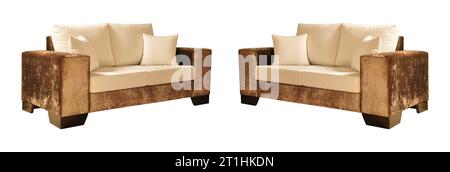 Two seat detail and pillow, details of the modern and stylish furniture, isolated on white background Stock Photo