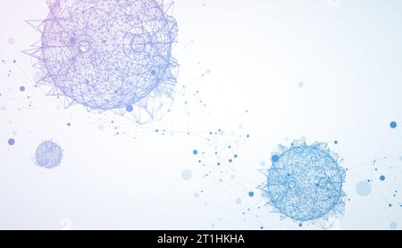 Abstract sphere background with plexus effect. 3D surface. Stock Vector
