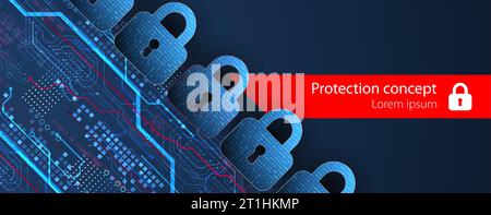 Personal data security Illustrates cyber data or information privacy idea. Color abstract  internet technology. Stock Vector