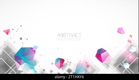 Abstract background with square pattern. Plexus effect. Stock Vector