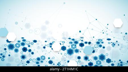 Abstract blue hexagon futuristic background for design works. Stock Vector