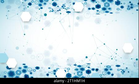 Abstract blue hexagon futuristic background for design works. Stock Vector