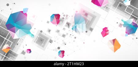 Abstract background with square pattern. Plexus effect. Stock Vector