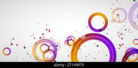 Abstract background with gradient circles. Scientific, futuristic theme with plexus effect. Stock Vector