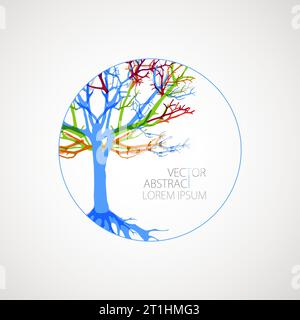Abstract tree with roots. Vector outline illustration. Plant in Garden. Stock Vector