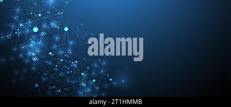 Technology background with plexus effect. Big data concept. Binary computer code.  Vector illustration. Stock Vector