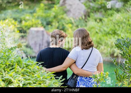 The Japanese garden in Dijon for lovers. Le jardin japonais à Dijon en amoureux. Stock Photo