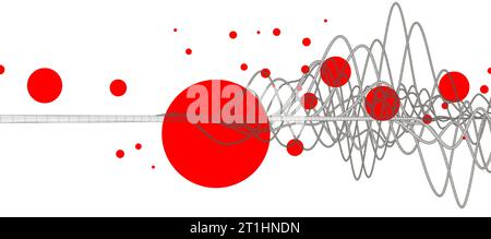 Vector abstract background with a wireframe dynamic waves, line and particles. Stock Vector